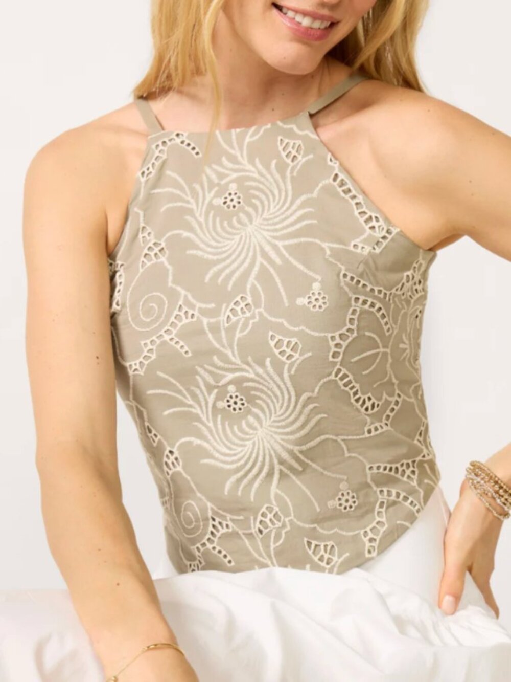 Evereve Elise Embroidered Halter Top